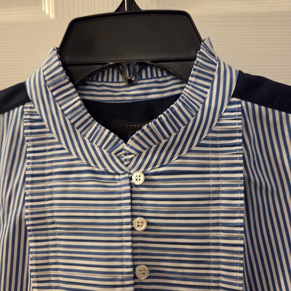 J. Crew sz 2P striped sleeveless tunic top NWT‎ pleats ruffles casual preppy - Picture 3 of 14